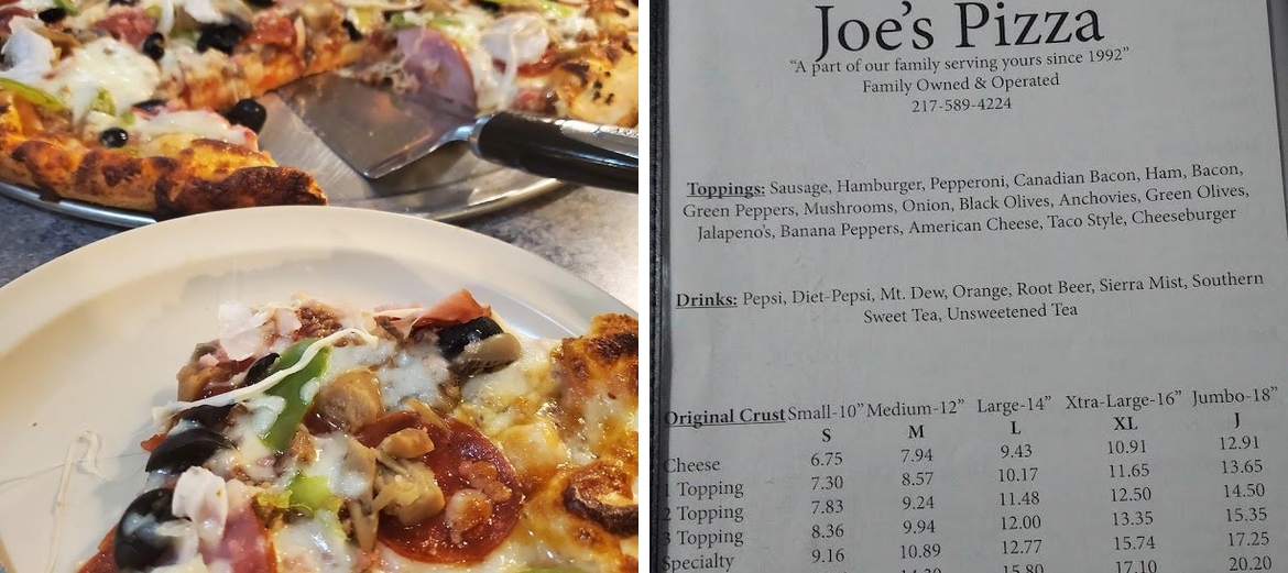Joe's Pizza Menu