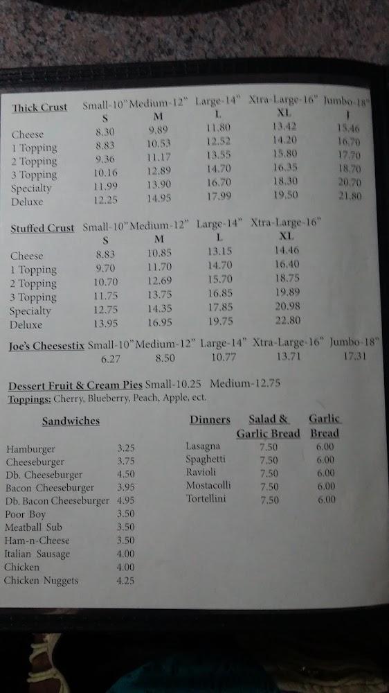 Joe's Pizza Menu image 1